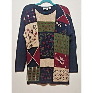 VTG Paul Harris Sweater Sz L Grandma Granny embroidered Farmcore Cottagecore PHD